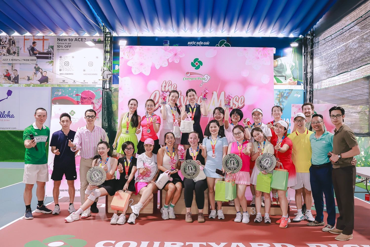 Women's pickleball tournament winners and players at Courtyard Pickle, Da Nang
